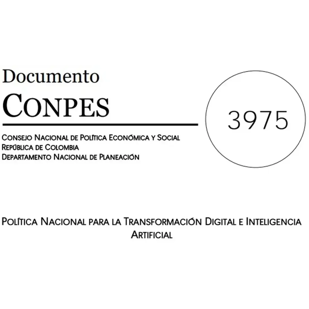 Portada del Documento CONPES 3975 sobre la Política Nacional para la Transformación Digital y la Inteligencia Artificial en Colombia